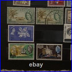 Early Fiji Queen Elizabeth II Stamp Lot In Album Page Mint & Used Collection