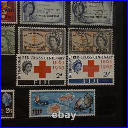 Early Fiji Queen Elizabeth II Stamp Lot In Album Page Mint & Used Collection