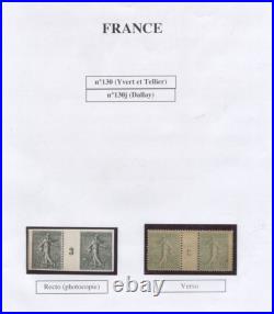FRANCE MILLÉSIMES MINT USED GROUP ON PAGES six mint and 6 used incl. Yvert #130