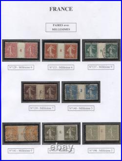FRANCE MILLÉSIMES MINT USED GROUP ON PAGES six mint and 6 used incl. Yvert #130