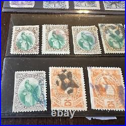 Fancy Cancel Lot Of Guatemala Bird Stamps Late 1800's, Amazing Selection
