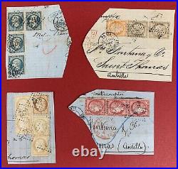 France, 1853-1872, 41 Stamps Used on 16 Cover Pieces, Interesting Lot