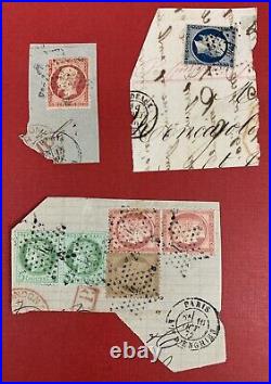 France, 1853-1872, 41 Stamps Used on 16 Cover Pieces, Interesting Lot