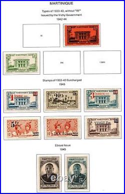 France & Colonies 1886-1946 Collection Of 450 Stamps Mint & Used On 50 Pages