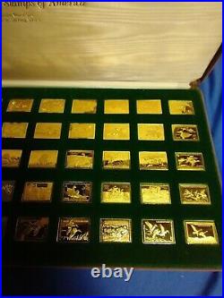Franklin Mint Ducks Of America Stamp Set Silver With 24kt Gold Electoplated