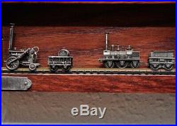Franklin Mint Pewter Train Set With Case COA For All 25 Trains 10 Stamps Included