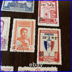 French Indochina Stamp Lot Mint Used Red/black Overprints Mint Used