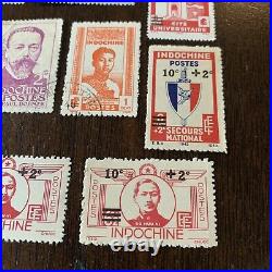 French Indochina Stamp Lot Mint Used Red/black Overprints Mint Used