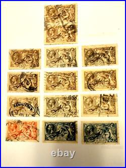 GB King George V USED Lot of 14 Misc. 1913-1934 Definitive High Value stamps