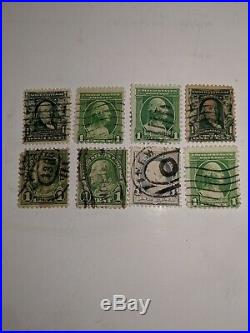 Genuine rare lot of 8 George Washington and Ben Franklin one cent Stamps