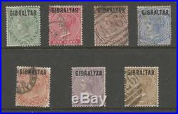 Gibraltar Sg1-7 The 1886 Set Of 7 Mixed Mint And Used Cat £1100