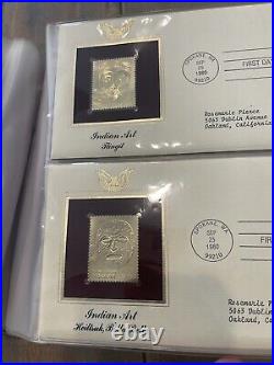Golden Replicas Of United States Stamps Lot Of 4 Binders Over 150 22k Stamps