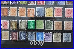 Great Britain Machine Cancels Multi Page Lot Postage Stamps Various Condition