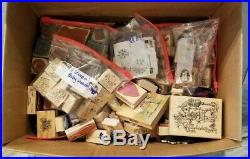 HUGE LOT of 240+ mainly wood mount rubber stamps Stampin up + more, gently used