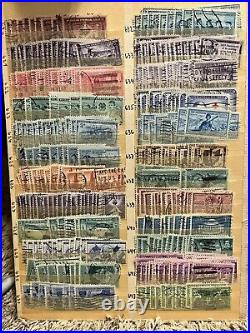 HUGE U. S. STAMPS LOT STUFFED IN 3 STOCK PAGES 2 SIDES MOSTLY 1930's-1950's #2