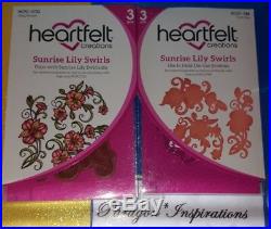 Heartfelt Creations Stamps and Dies Lot SUNRISE LILY SWIRLS BOUQUET & WISHES