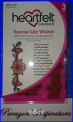 Heartfelt Creations Stamps and Dies Lot SUNRISE LILY SWIRLS BOUQUET & WISHES