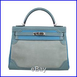 Hermes Kelly 32 Turquoise Ghillies, Stamp R, Mint Condition