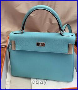 Hermes Kelly Bag 28 Atoll Togo Platinum Hardware Stamp T Mint Condition