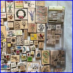 Huge 300 + Lot Rubber Stamp Stampin Up Hampton wooden wood stamps crafts