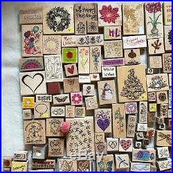 Huge 300 + Lot Rubber Stamp Stampin Up Hampton wooden wood stamps crafts