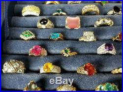 Huge 50 Ring Collection Resale Lot Gold Over Sterling Silver 41 Stamped 925