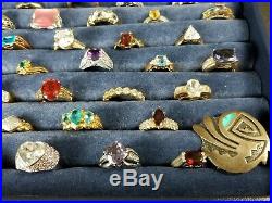 Huge 50 Ring Collection Resale Lot Gold Over Sterling Silver 41 Stamped 925