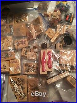 Huge Collection LOT 150+ Mixed Wooden Block Rubber Stamp Sets Wood All Occasions