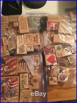 Huge Collection LOT 150+ Mixed Wooden Block Rubber Stamp Sets Wood All Occasions