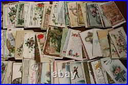 Huge Lot Antique Vintage Postcards Christmas Cards Early 1900s Stamped Postmark