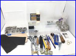 Huge Lot Of Leather Working Tools & Stamps With Box Lot Leather Grommets Stamps