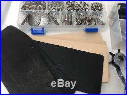 Huge Lot Of Leather Working Tools & Stamps With Box Lot Leather Grommets Stamps