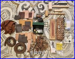 Huge Lot Vintage Leather Tools Craftool Punches Supplies Stamps Leather Scrap