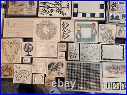 Huge Lot of 200+ Crafting Stamp Wood Backed Rubber Stamps Various Brands Sizes