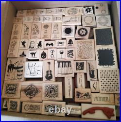 Huge Lot of over 230 Vintage Stampin' Up! Wood Mounted Rubber Stamps Most LN