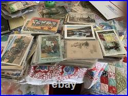 Huge Lot vintage antique postcards stamps Culled From Estate And Antique Malls