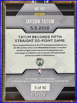 Jayson Tatum Rookie RC 2017-18 Panini Instant #157 GREEN /10 Ultra Rare SSP