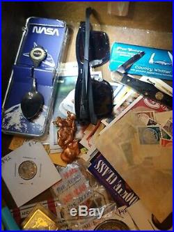 Junk Drawer LOT Vintage, BALL CARDS, SILVER JEWELRY, COINS, STAMPS, COLLECTIBLE