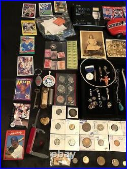 Junk Drawer Lot Silver Coins Franklin Walking Liberty Sterling Stamps Jewelry