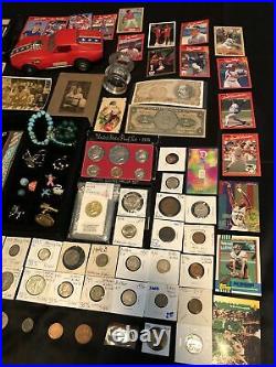 Junk Drawer Lot Silver Coins Franklin Walking Liberty Sterling Stamps Jewelry