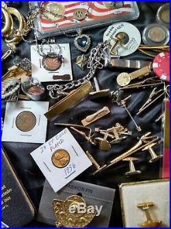 Junk drawer lot 14K Gold, Sterling. 999 Gold, Knives, Coins, Harley, Stamps