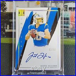 Justin Herbert 2021 Panini Impeccable Auto /35 Impressions Chargers On Card