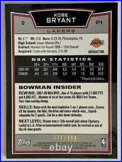 Kobe Bryant 2008-09 Bowman Chrome #24 REFRACTOR /499 SSP Ultra Rare