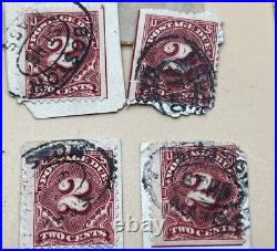 LOT OF 11 Scott #J60 used stamps ALL HAND CANCEL BOSTON On Paper