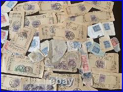 Large Japan Stamp Philatelic Lot On Receipt Like Papers