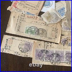 Large Japan Stamp Philatelic Lot On Receipt Like Papers