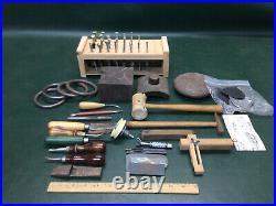 Large Lot Vintage Leather Tools Punches, Supplies, Stamps, Extras Craftool