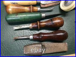 Large Lot Vintage Leather Tools Punches, Supplies, Stamps, Extras Craftool