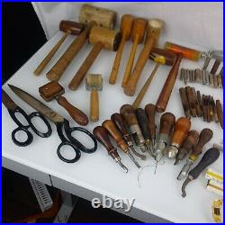 Large Vintage Collection Leatherworking Tools and Stamps over 420 Pieces Total