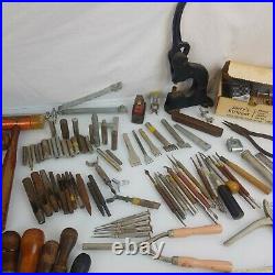 Large Vintage Collection Leatherworking Tools and Stamps over 420 Pieces Total